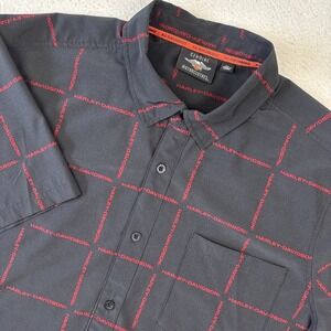 HARLEY-DAVIDSON Mens H-D Performance Short Sleeve Shirt 2XL Black Button-Down SS